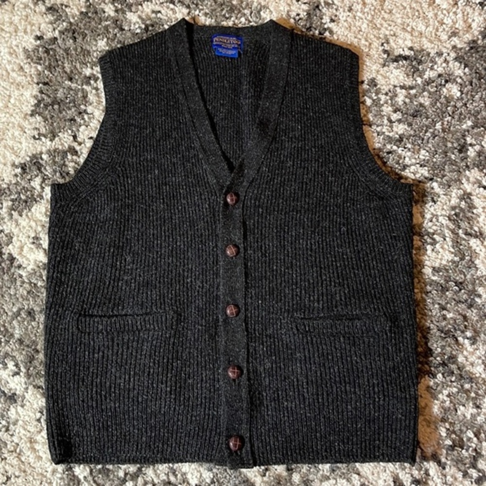 BLACK PENDLETON WOOL BUTTON DOWN VEST